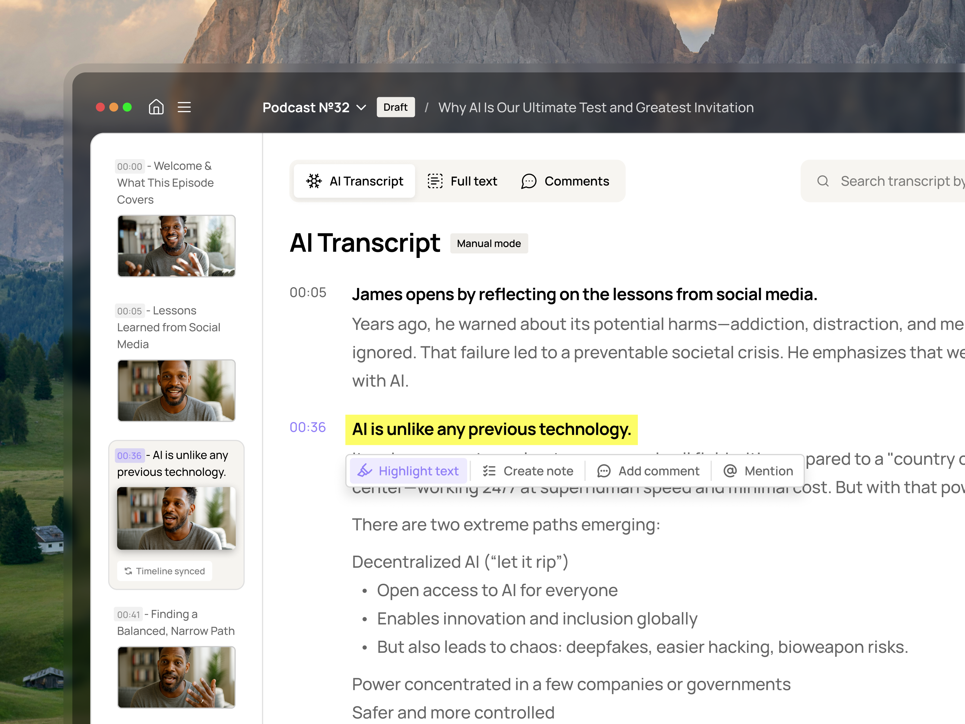AI Notetaker - Dashboard ai dashboard graphic design note taker player product saas design transcript ui ux video web