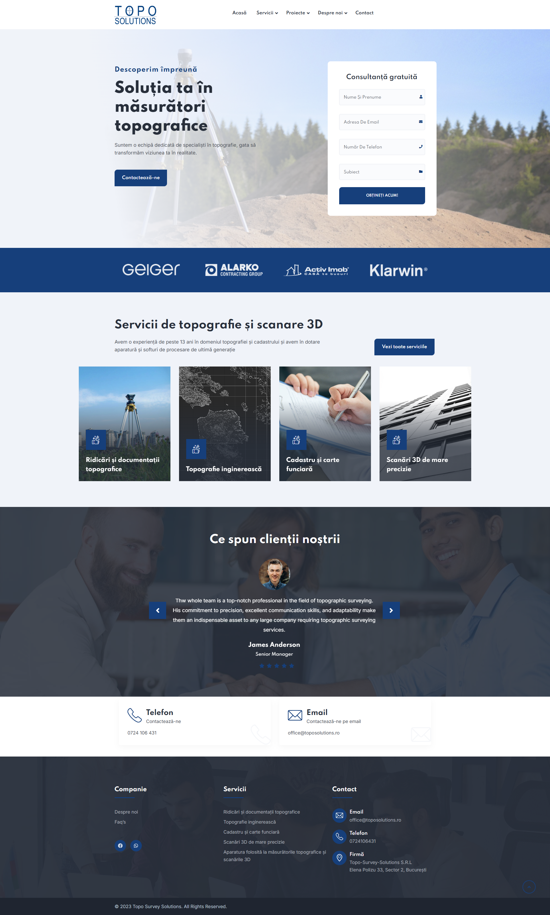 Topo Solutions blue professional romania topography ui ui design ux design website wordpress