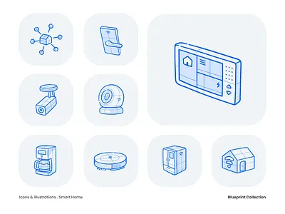 Blueprint Icons Update 3 blueprint icons branding creative icons figma icons flat getillustrations hotel icons icons illustration isometric saas icons security smart home svg icons ui ux ui wireframe vector vector icons website design icons wireframe