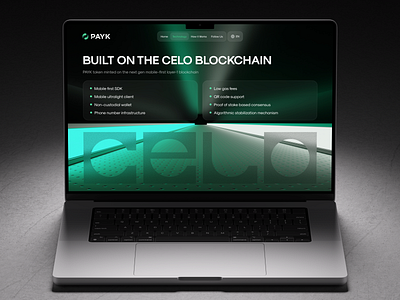 PAYK. Technology blockchain crypto cryptocurrency dark mode glass glow gradient inspiration interface landing page money transfer ui uiux web web design website