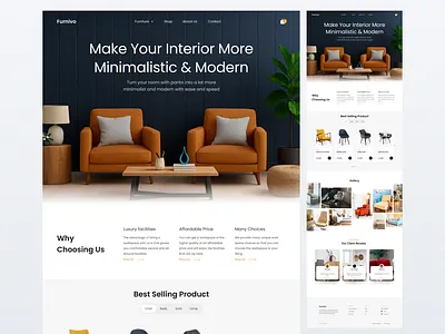 Furniture Landing Page Design adobe xd branding design figma furniture furniture web design graphic design illustration landing page logo ui ui design vector web design