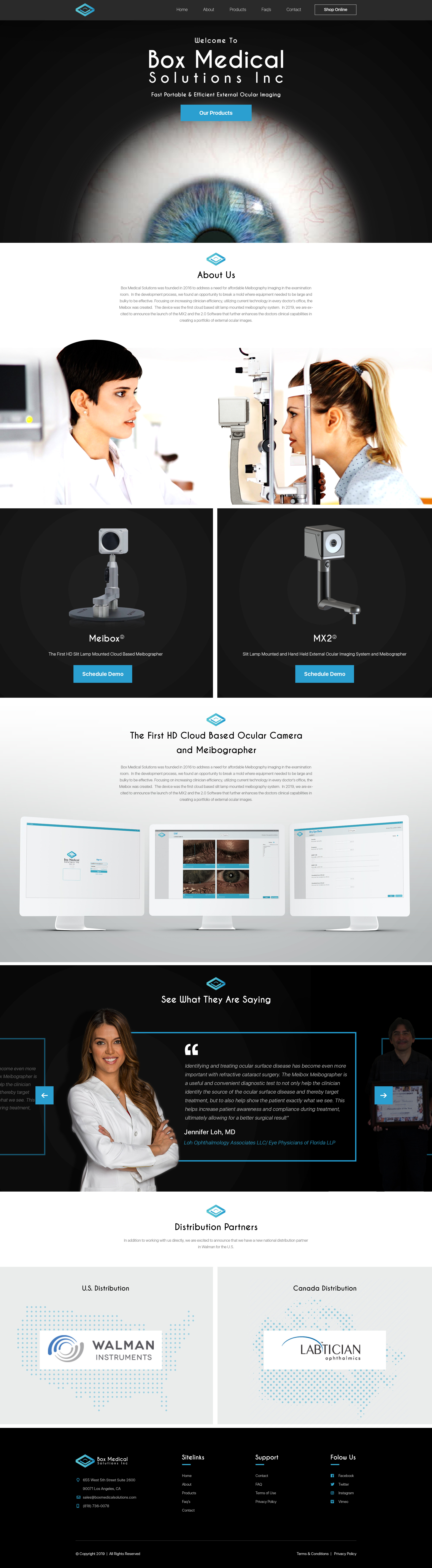 Home page design for box medical solutions care eye graphic design health homepage webdesign