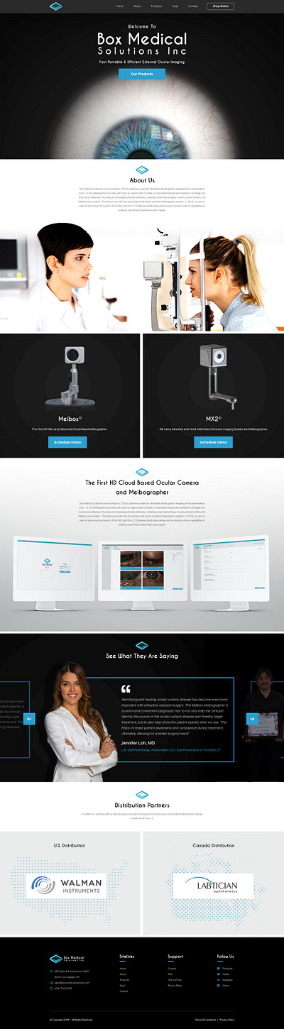 Home page design for box medical solutions care eye graphic design health homepage webdesign