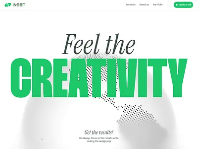 Creative agency - Website Hero Section Design 3d animation bold button green hero section motion graphics navbar serif typography ui web design website white