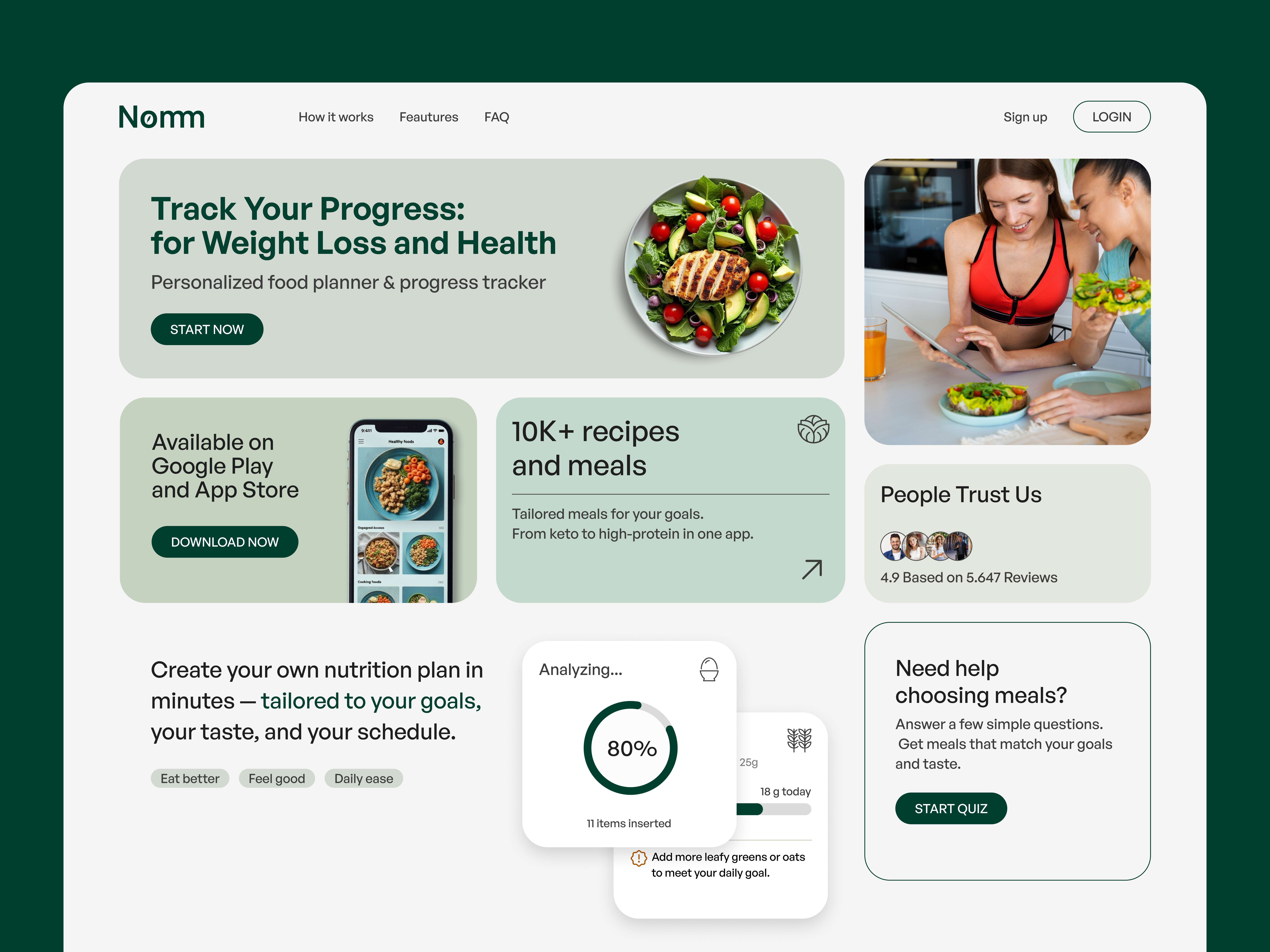 Example of Website for Meal Planner App