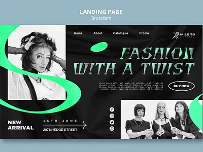 Brutalism concept landing page template 3d animation branding graphic design logo motion graphics ui