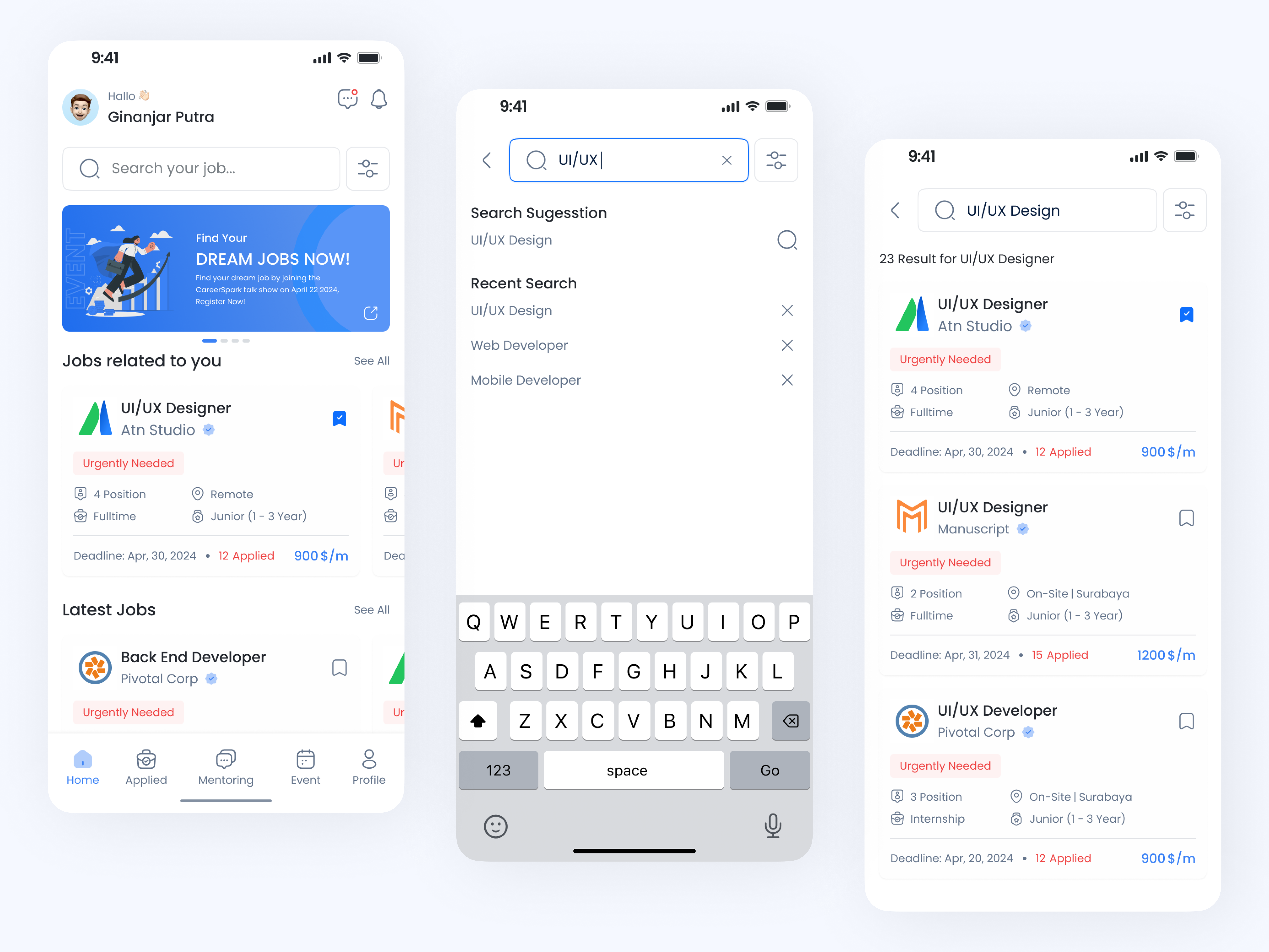 Example of Mobile App UI Design