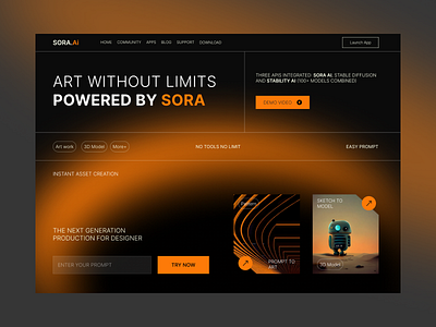 Sora Ai 3d design ai design ai homepage ai landing page ai plotform ai saas website ai web ai website creative website crm website dark website image generating landing page minimal website modern web modern website saas design saas website ui web design