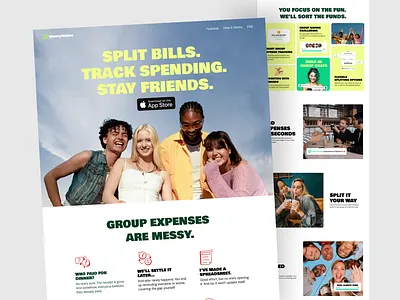 Split Bill Finance App Landing Page design landing page ui ux uxui web