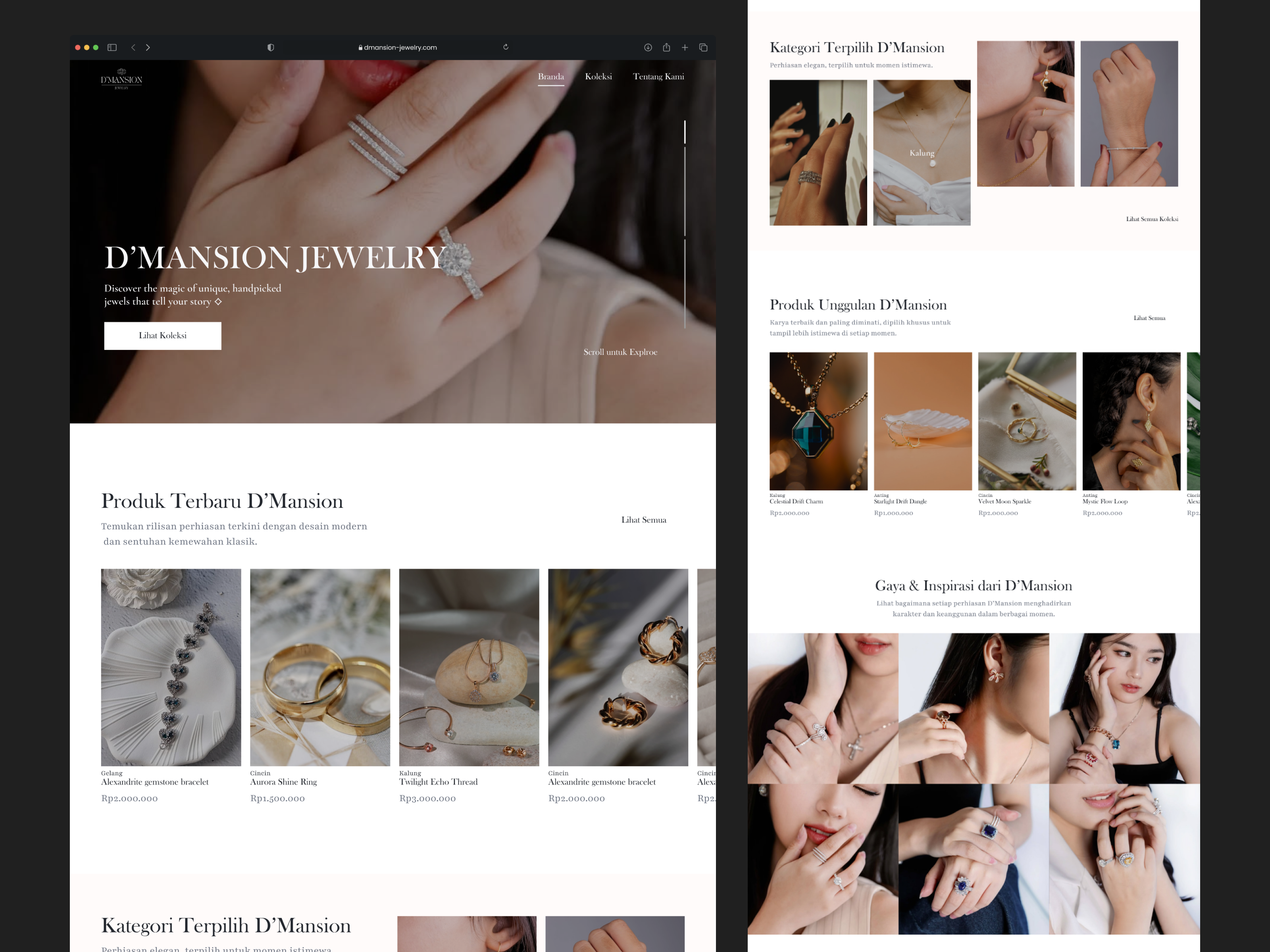 D’Mansion – Luxury Jewelry Website app branding elegant design fashion tech figma graphic design jewelry jewelry website luxury luxury brand luxury design minimalist ui ui uiux uiux design uxui design web website