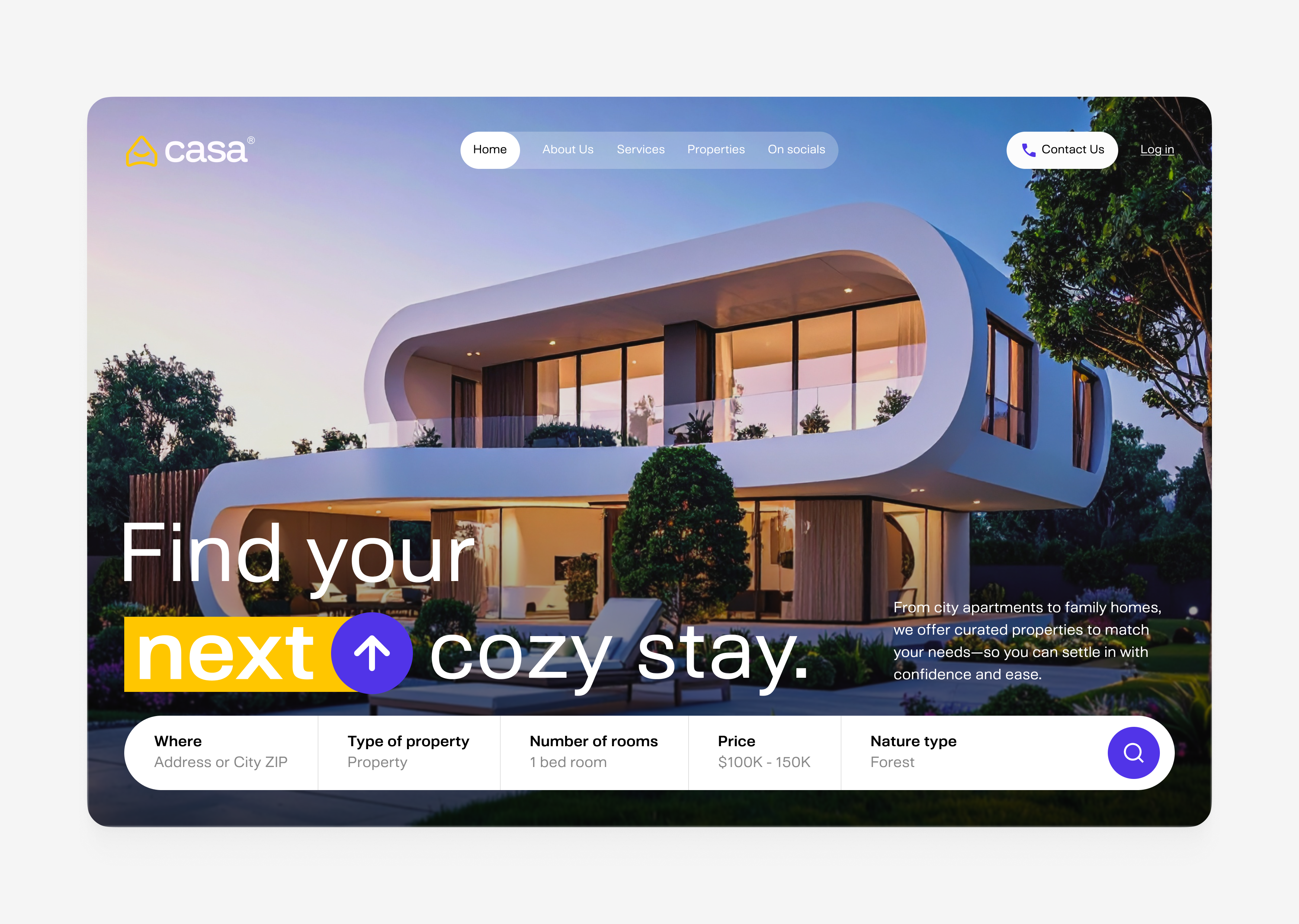 Casa Rental Agency - Hero Design Website dobritoiu tudor hero design housing landing page landing page hero modern design modern ui rent house rental agency rental housing ui ui design ui ux design website design