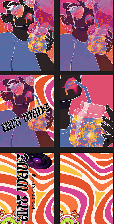 Art Wave deliverables - Creative content brief character design course brief figma illustration photopea social deliverables social media typography work