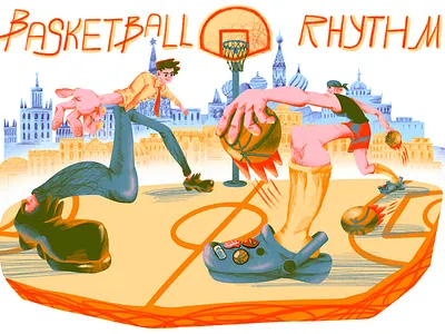 Basketball poster art bright colors character digitalart graphic design illustration palette poster