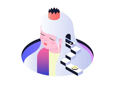 Metaphorical Illustration for Leela The Queen app app illustration branding character character design crown editorial illustration gradient graphic design illustration isometric metaphor minimal princess product illustration selfdevelopment selfexploration ui visual metaphor web illustration