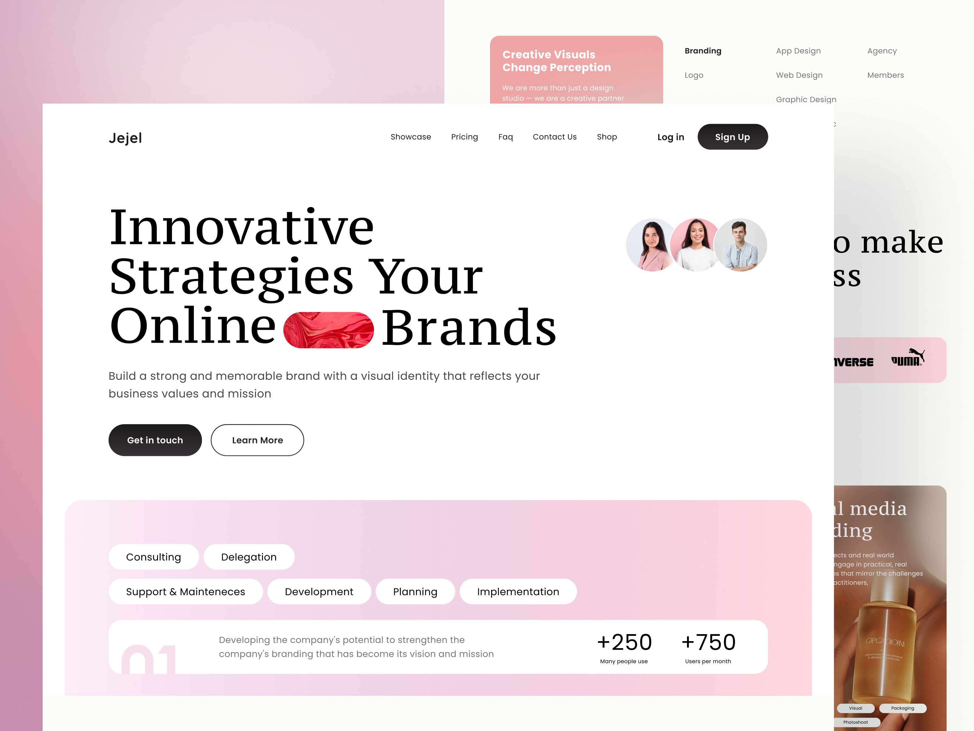 Jejel - Agency Website agency brand strategy business branding clean creative agency custom web design landing page marketing design modrn product service startup branding supitar ui ux visual identity web agency webapp webdesign