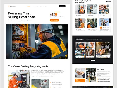 Electrical Services Web Design clean website design electric electrical electrician electricity services electronic elementor engineering renovation ui uiux ux web website
