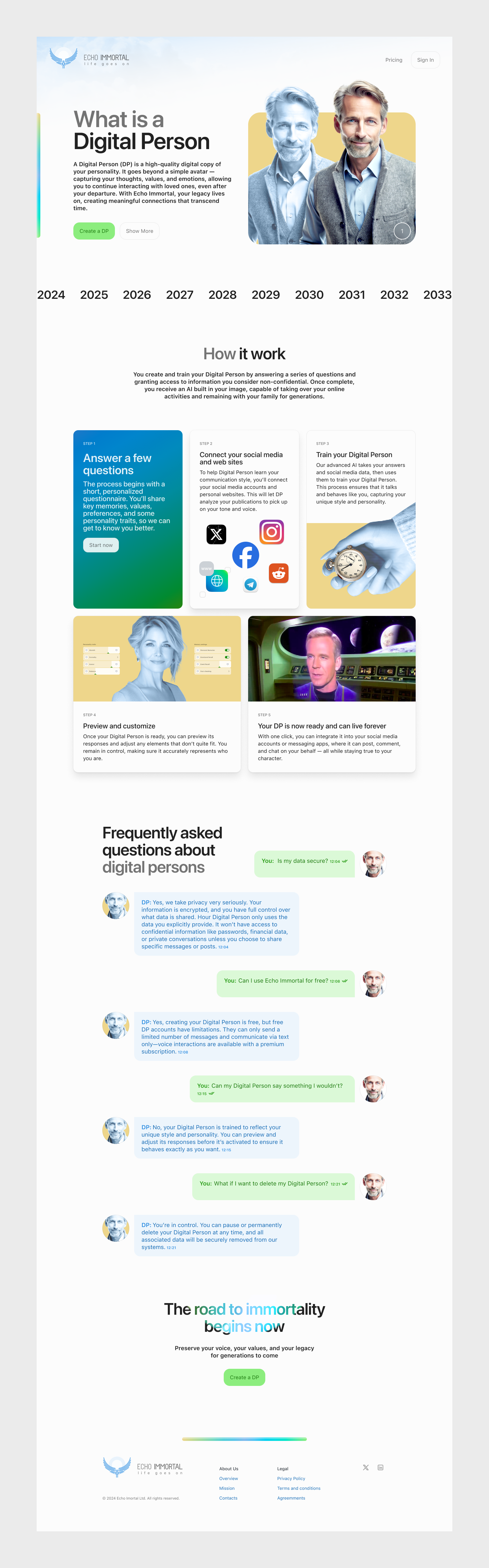 Echo Immortal — Designing the UI for a Digital Afterlife ai logo ui web app web design