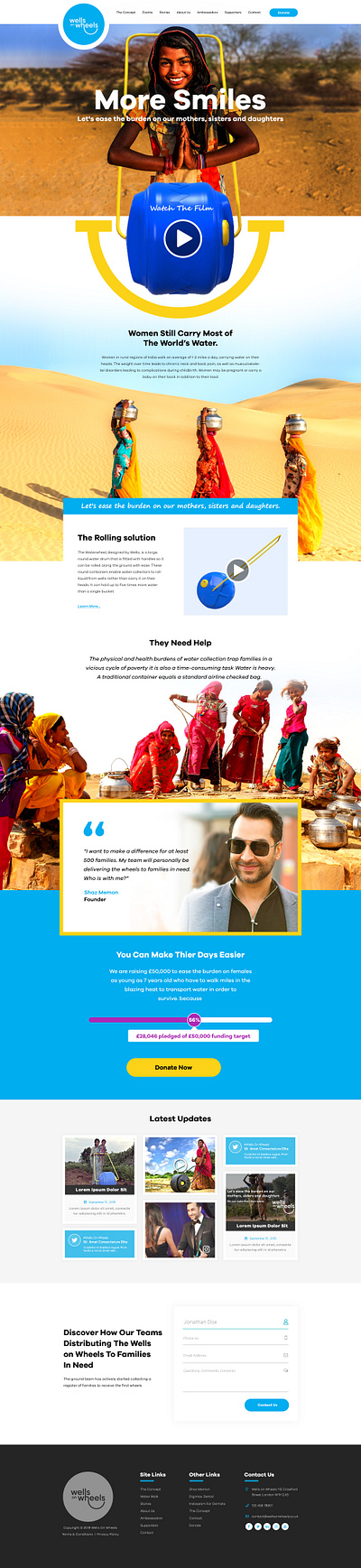 Homepage design concept for non profit organization graphic design water webdesign wheels