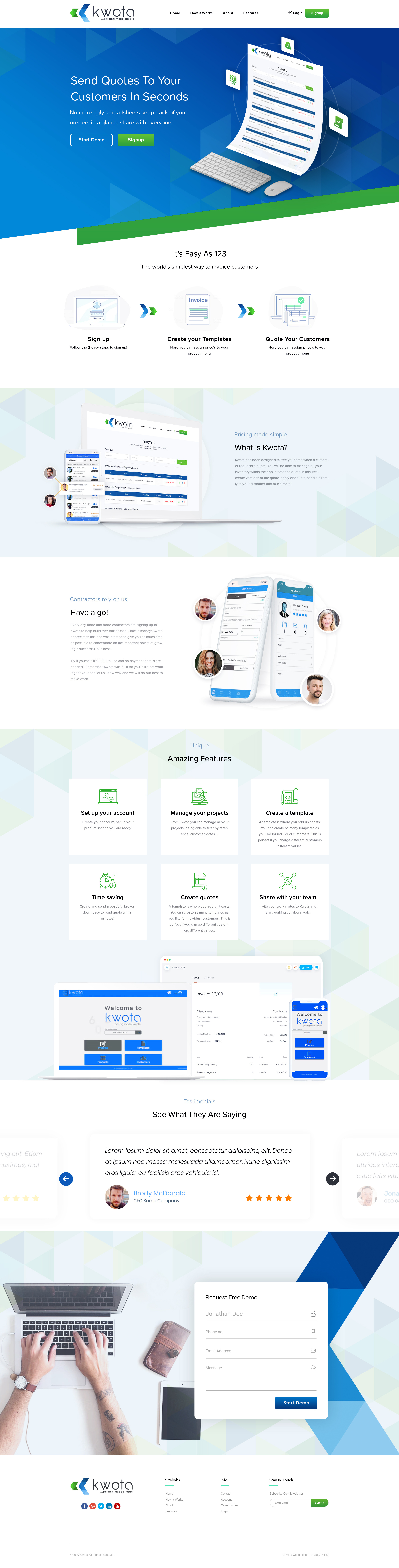 Home page design for Kwota homepage quote ui webdesign