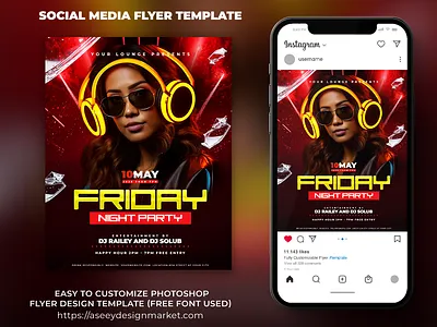 Friday Night Club Party Flyer Template club flyer flyer flyerdesign flyertemplate graphic design night club flyer party flyer