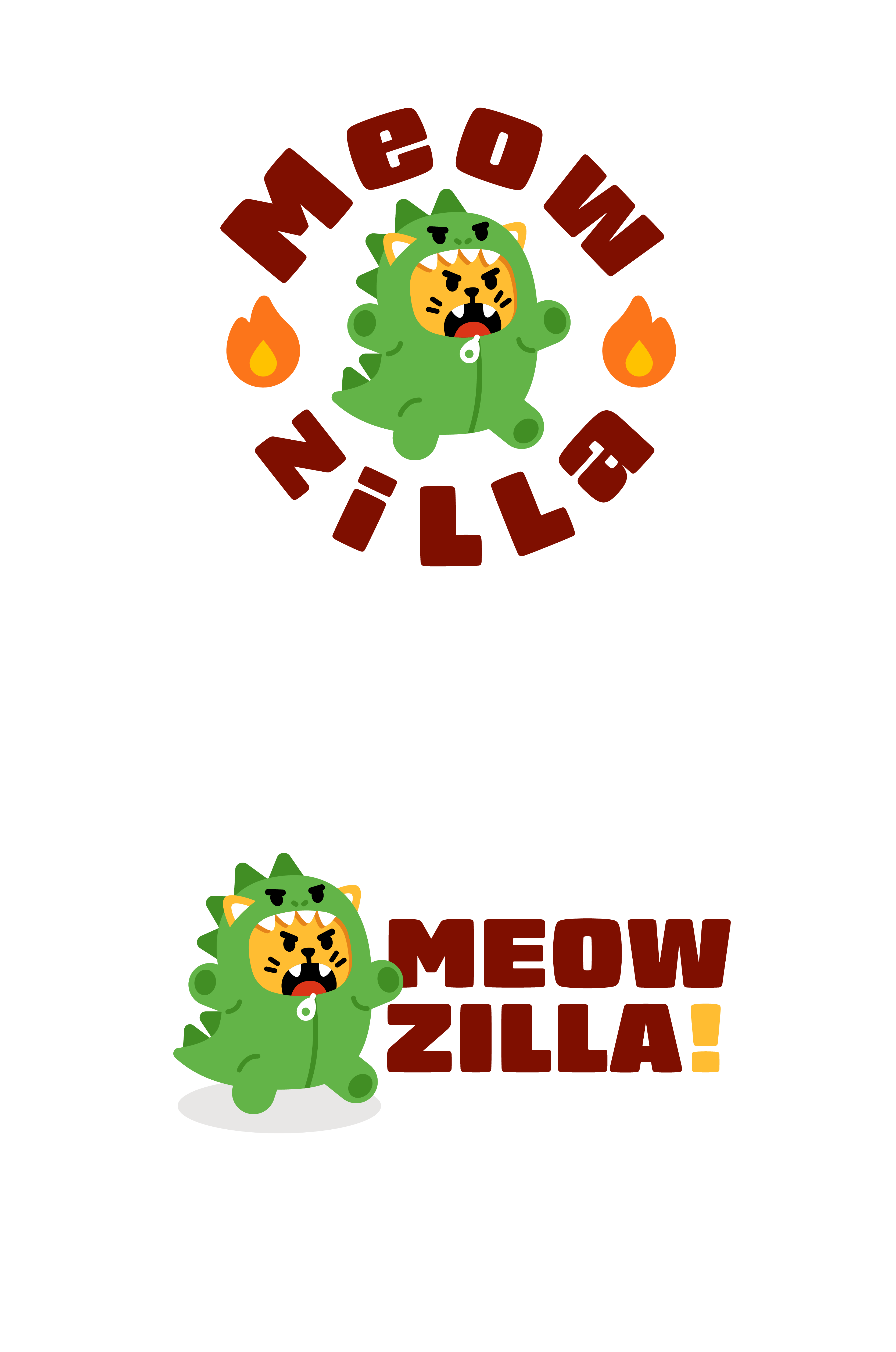 Meowzilla - Cat Toys Company Mascot branding cartoon cat character creative cute design digital fire flat funny godzilla illustration kawaii kitty logo mascot meow monster vector