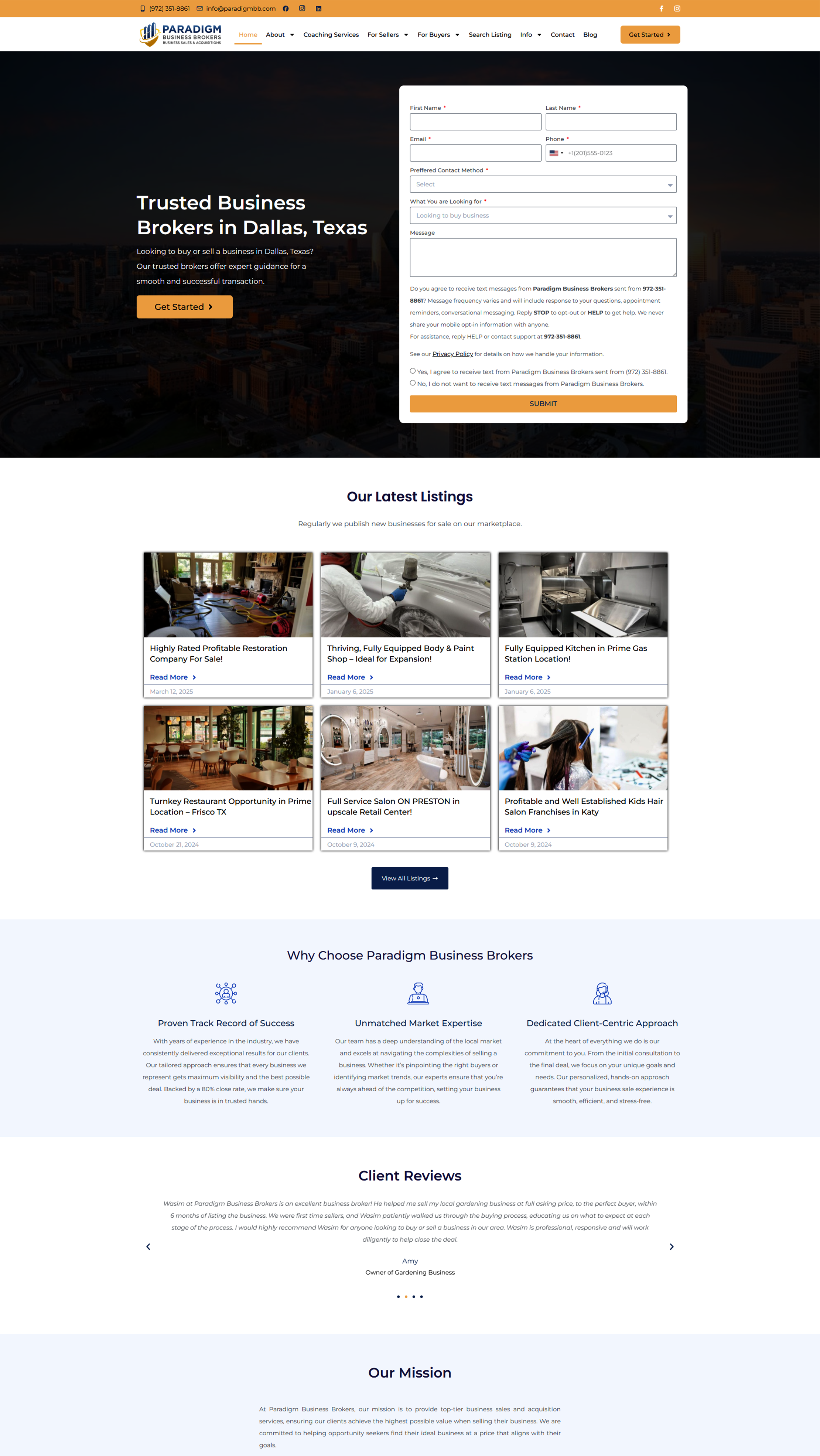 Paradigm Business Brokers ui website design