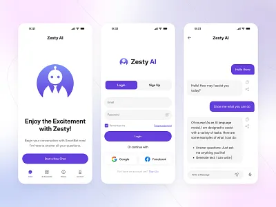 AI Chat App - Mobile ai ai ui kit app application chart chat chat app chat bot chatbot dashboard mobile app mobile application onboarding profile synapse ui design uiux user interface ux design v