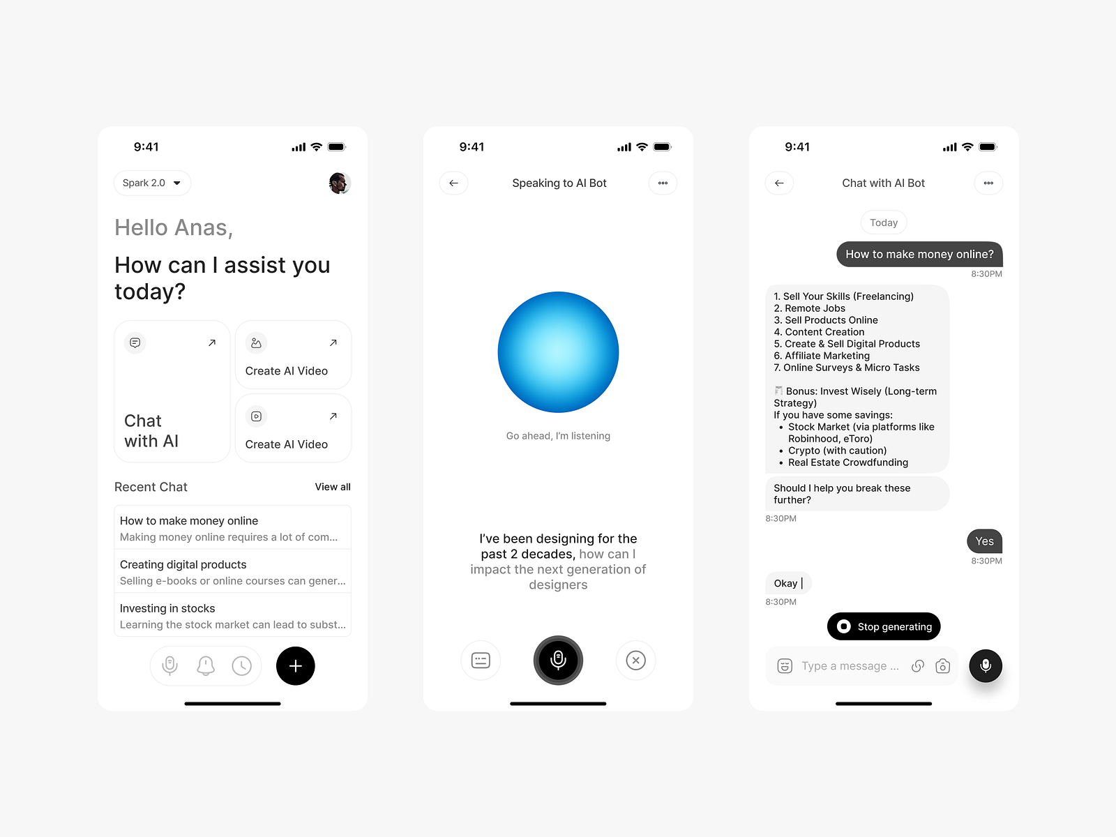 AI chatbot UI by Anas on Dribbble