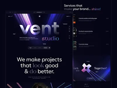 AGENCY Website, So Sweet & Shine 🤤 branding corporate identity creative agency dark theme futuristic design gradient design interactive design landing page minimal ui modern website neon style presentation design responsive design studio website typography ui design ux design visual identity web design website animation