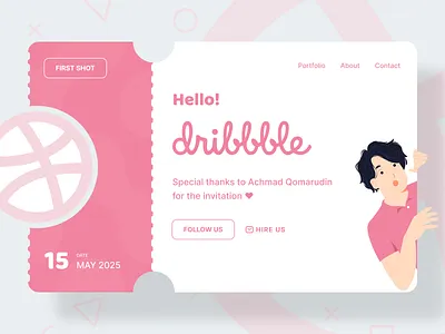 Hello Dribbble! 1st shot branding design dribbble first shot firstshot graphic design hello hello dribbble illustration invitation invite studio ticket ui ux vector