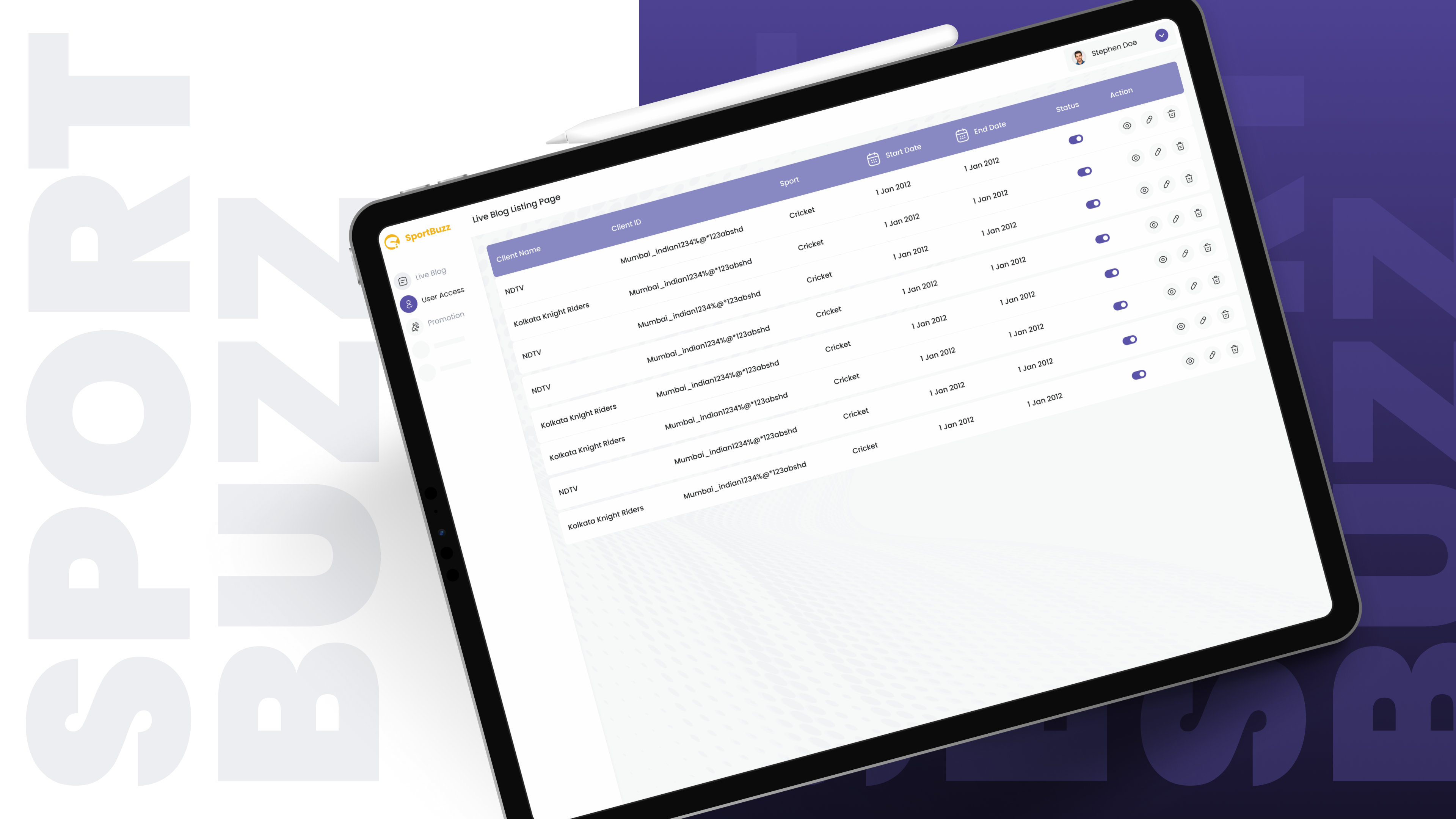 SportBuzz blog dashboard design design system product ui ux