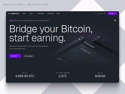 Threshold.Network Website Hero Concept bitcoin crypto crypto website geist geist mono hero landing page monospace purple purple gradient swap ui uiux ux web design web3 website