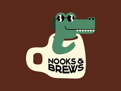 NOOKS & BREWS bold logo brand identity brand identity design branding cafe cafe logo design fun logo graphic design logo logo design mascot logo modern logo playful logo