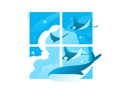 Holiday blue cloud graphic design illustration sky stingray vector window