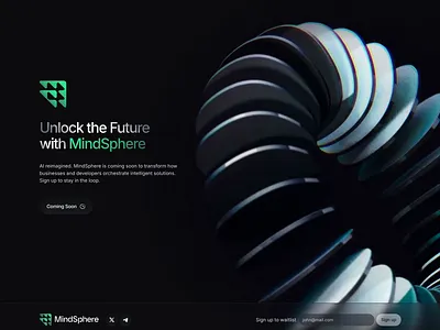 MindSphere | Coming Soon Page 3d 3d asset ai animated 3d animation coming coming soon design figma framer hero motion graphics rotate ui ui design ux ux design waitlist web3