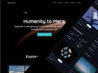 🚀 Humanity to Mars – SpaceX-Inspired Website Design admindashboard adminpanel commercial spaceflight design darkui dashboarddesign datatable designsystem falcon 9 website design illustration mars mission design next.js space website rocket launch ui sci fi website layout space dashboard design space mission tracker design space themed landing page spacex mission ui technology company website ui ui for space technology