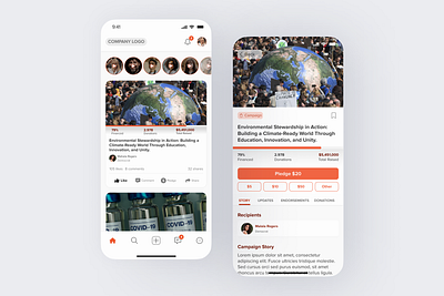 Campaign screens for crowdfunding app app crowdfunding product design ui ux