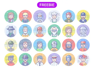 Avatar Creator avatar component constructor creator figma free freebie icojam illustration scenarium vector