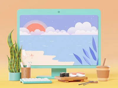 Sunset Illustration design flat illustration vector