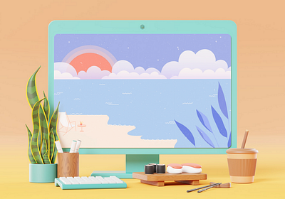 Sunset Illustration design flat illustration vector