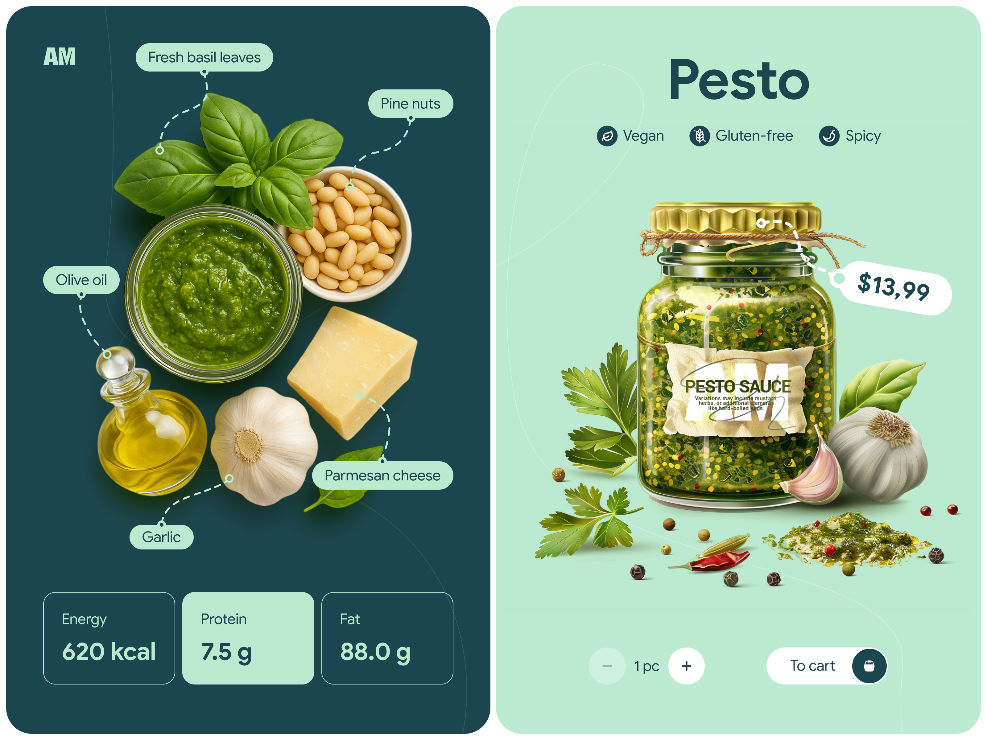 Example of Web Design — Pesto Product Page