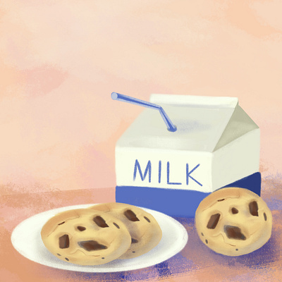 Milk and Cookies 🍪🥛 art branding colors design digital art food graphic design icon illustration logo procreateart