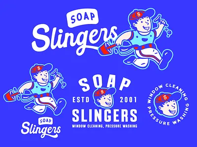 Soap Slingers Logo brand design branding logo logos retro retro logo soap logo soap slingers vintage vintage logo window washing logo windows