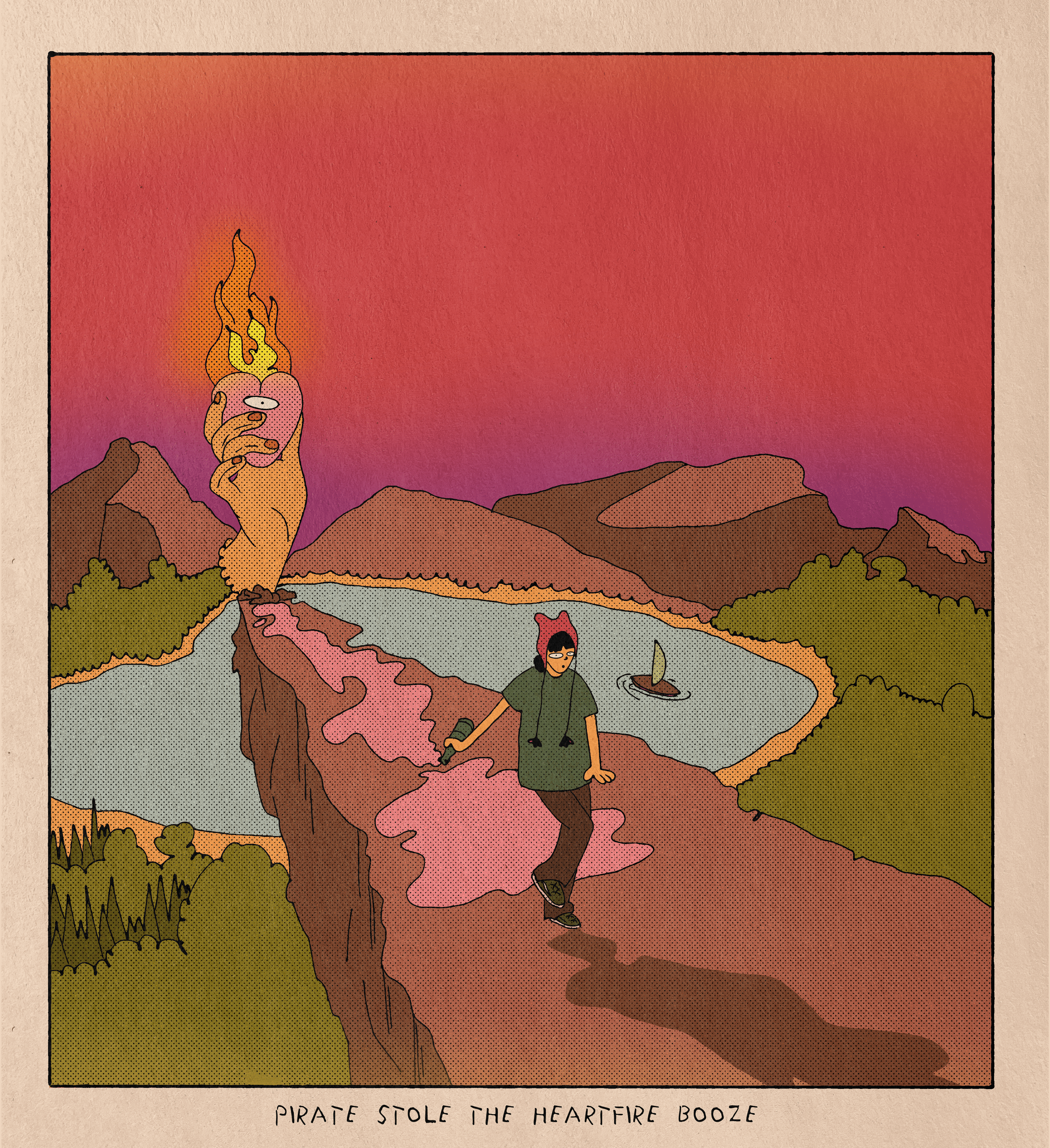 Heartfire Juice art direction colors comics design dream fairytale graphic design halftone illustration procreate visual design