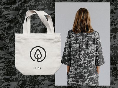 Pine — Identity applied to handmade products brand brand identity brand maker branding branding españa branding for fashion clothing logo design eco friendly design ethical clothing graphic design hand made logo logo design logo on product product slow fashion sustainable fashion textile design tote bag