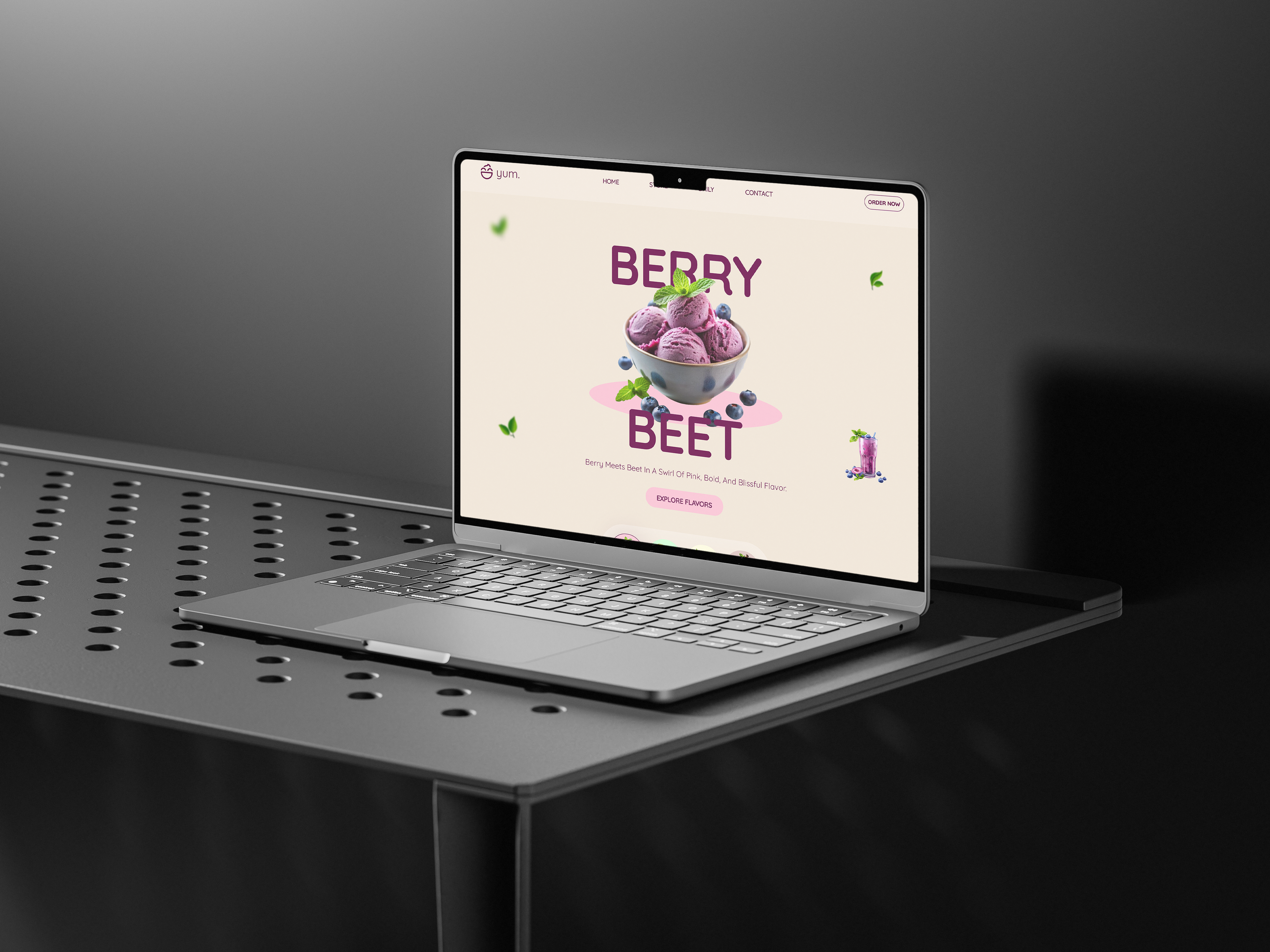 Yum Icecream website animated landing page animated website clean design cold season home page ice cream flavour icecream website landing page ui yum