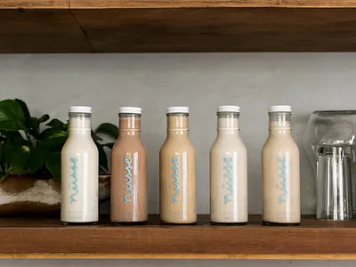 Nüsse almond milk bottles branding graphic design illustrator logo packaging photography vector