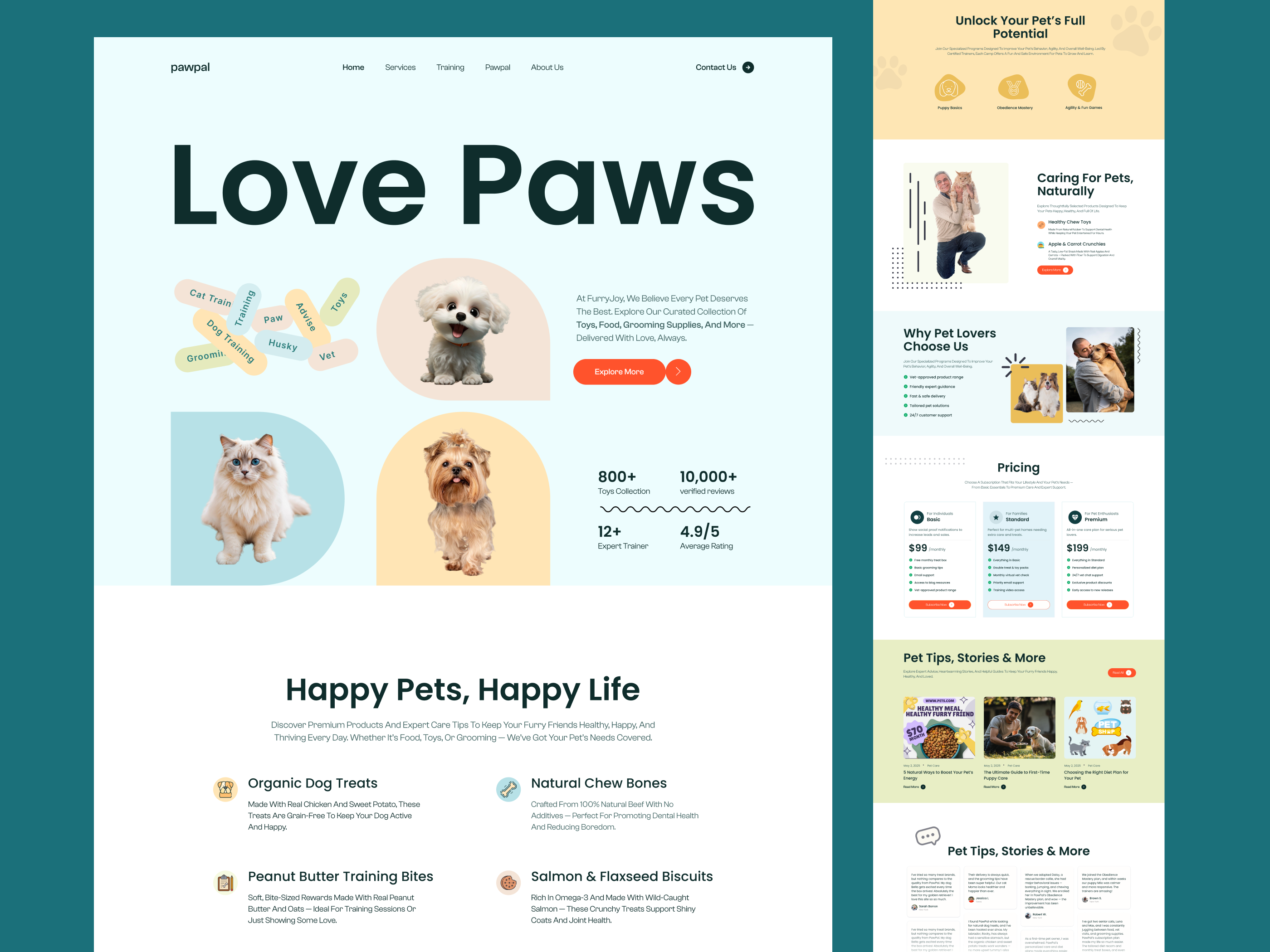 Modern Pet Care Website cat lover doglover ecommerce figma homepage landing page minimal design modern ui pawpal pet care petstore subscription trending uiux ux design web design web ui design website design