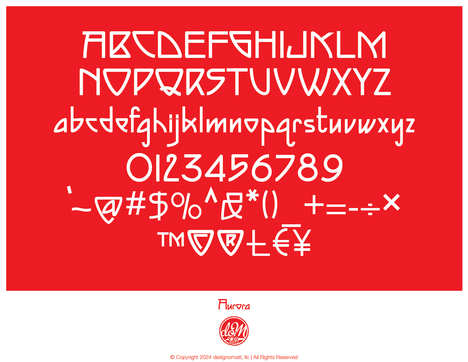 Aurora arts and crafts face family font type typography