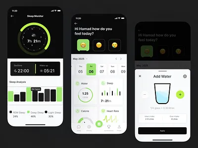 Health Tracker App app app design clean ui figma graphic design health app health tracker app minimal design product design ui ui design uiux design user friendly
